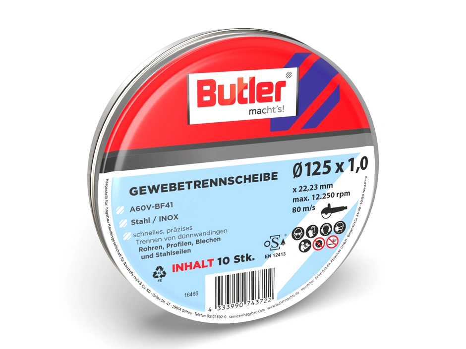 BUTLER PRO Gewebetr. A60V-BF41 Ø125x1x22,23 mm 10 | Wertheimer Online-Shop